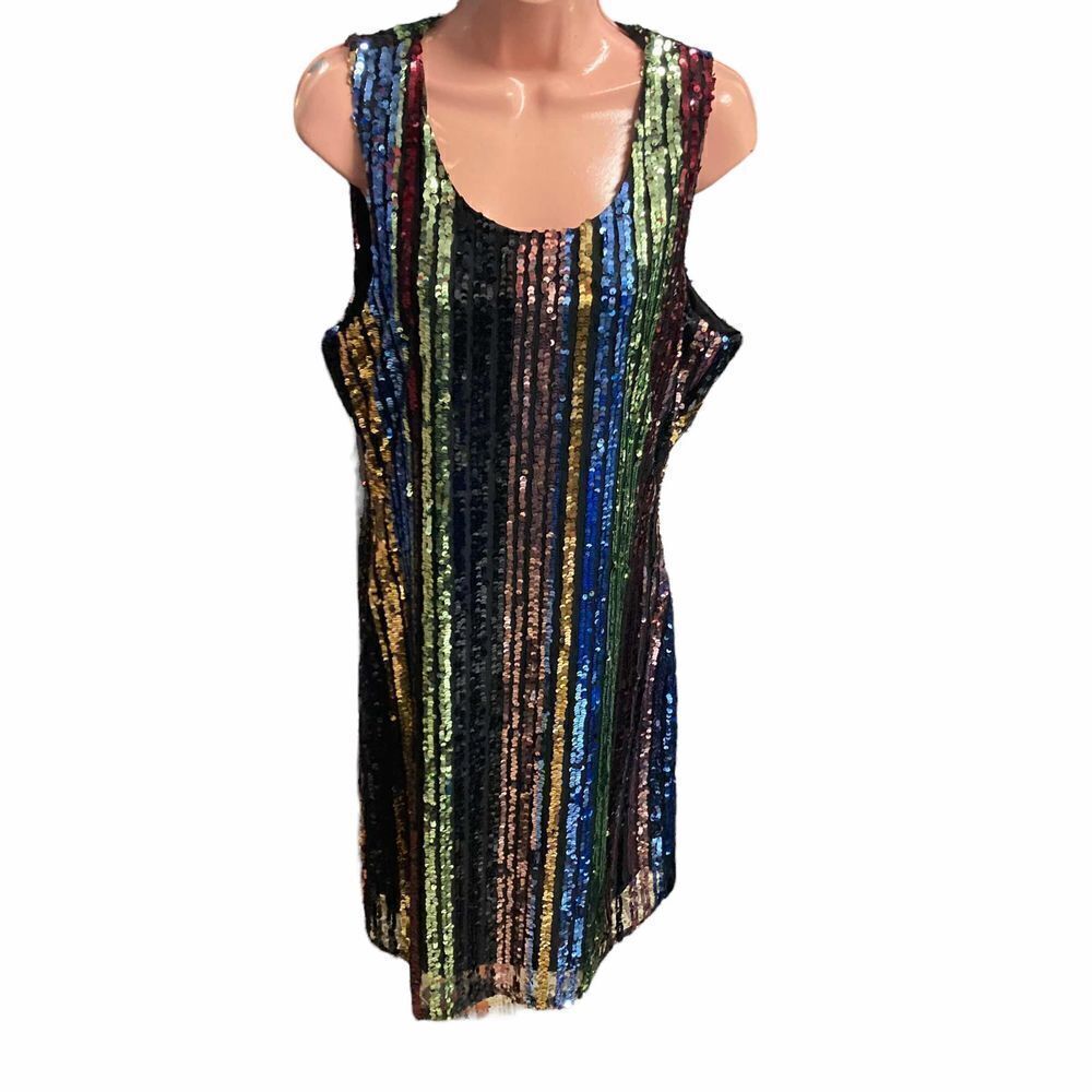 PEACH LOVE California Multicolored Glittery Women’s Dress Size Large New W/O Tag